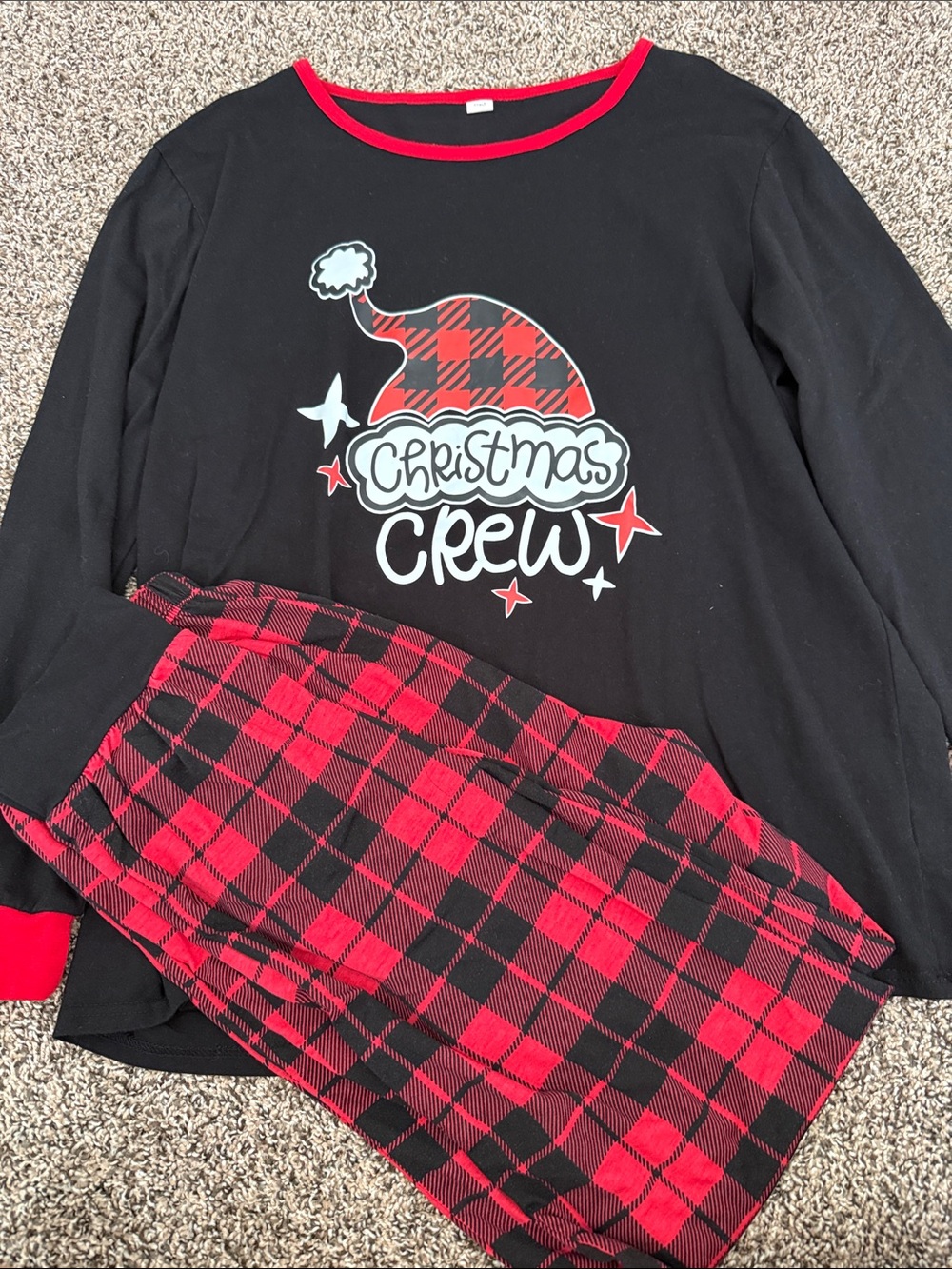 Christmas Crew Dad Black & Red Plaid Pajama Set